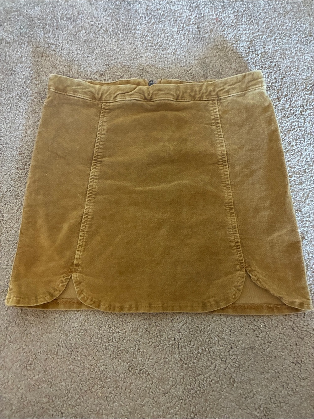 Brandy Melville Tan Corduroy Curved Dolphin Hem Mini Skirt